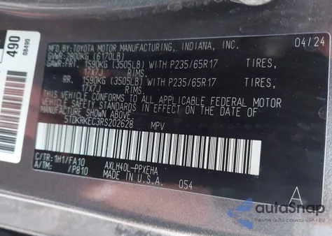 2024 Toyota Sienna Le from USA, damaged, VIN 5TDKRKEC3RS202628